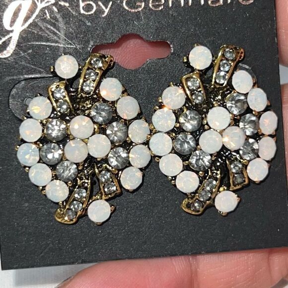 G by Gennaro Gray and Opal CZ Button Earrings - Picture 6 of 8